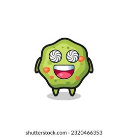 cute puke character with hypnotized eyes , cute style design for t shirt, sticker, logo element