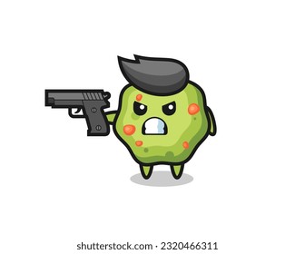 the cute puke character shoot with a gun , cute style design for t shirt, sticker, logo element