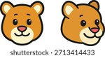Cute Puma Face Cartoon Vector Illustration Adorable Mountain Lion Cub Mascot for Kids