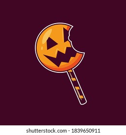 Cute 
Pumkin Candy Cartoon Vector Icon Illustration. Pumkin Candy Mascot Cartoon Character.Helloween theme Icon Concept Premium Vector isolated . Flat Cartoon Style. Flat Cartoon Style Suitable for We