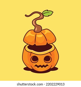 Cute Pumkin Icon Vector Illustration