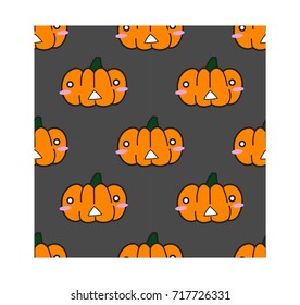 Cute pumkins are on gray background.