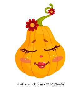 Cute Pumpkin Autumn Flowers Autumn Cartoon Stock Vector Royalty Free Cute Pumpkin Autumn Flowers Cartoon 260nw 2154336669