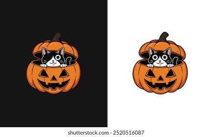 Cute Pumpkin With Black Cat Happy Halloween Pumpkin 