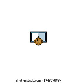 Cute Pumpkin With Blnak White Board Cartoon Character Vector Illustration Design. Outline, Cute, Funny Style. Recomended For Children Book, Cover Book, And Other.