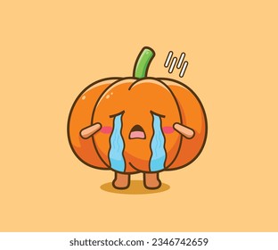 cute pumpkin cartoon character crying expression