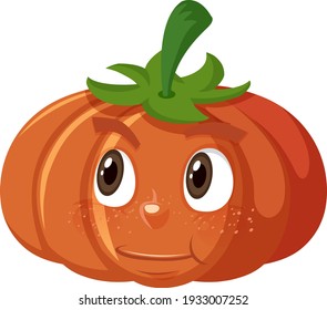 Personaje de caricatura de calabaza ligera con expresión facial en ilustración de fondo blanco