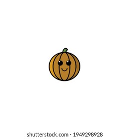 Cute Pumpkin Cartoon Character Vector Illustration Design. Outline, Cute, Funny Style. Recomended For Children Book, Cover Book, And Other.