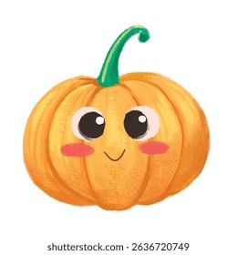 cute pumpkin cartoon in crayon style editable Colorful vector hand drawn illustration for children. baby designs for cards, poster decorations, t-shirt prints, stickers, icons and others