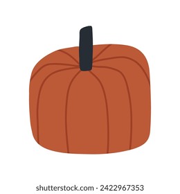 Calabaza ligera en estilo plano de dibujos animados, ilustración vectorial aislada en fondo blanco. Hortalizas de otoño dibujadas a mano, concepto de cosecha.