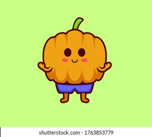Cute pumpkin cartoon mascot character vector illustration