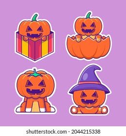 Cute Pumpkin Cartoon stickers pack happy halloween