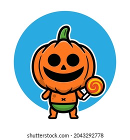 Cute pumpkin Cartoon Vector Icon Illustration. halloween illustration Concept