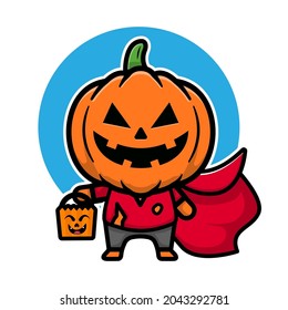 Cute pumpkin Cartoon Vector Icon Illustration. halloween illustration Concept