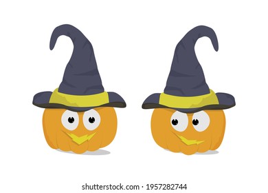 cute pumpkin cartoon with witch hat