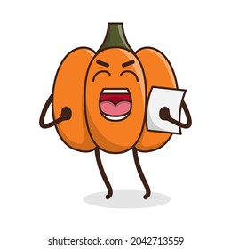 cute pumpkin character is angry illustration design