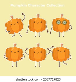 vector de colección de caracteres de calabaza lindo