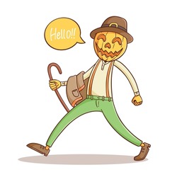 Cute Pumpkin Character Design For Halloween Day 