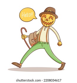 cute pumpkin character design for halloween day 