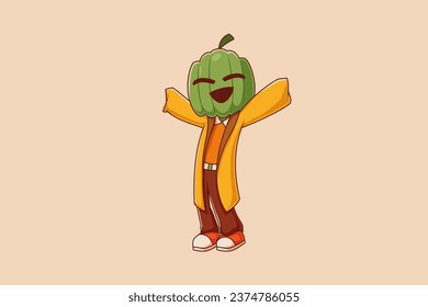 Cute Pumpkin Character Design Illustration
