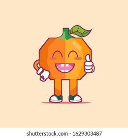cute pumpkin character in flat design vector