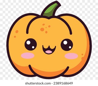 Cute pumpkin character isolated  on png for Thanksgiving  elements 