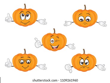 cute pumpkin character set . cartoon vector illustration