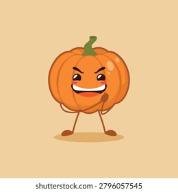 A cute Pumpkin character with a sly face