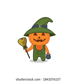 cute pumpkin character vector illustration