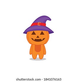 cute pumpkin character vector illustration