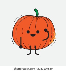 Cute Pumpkin Character Vector Illustration on isolated background