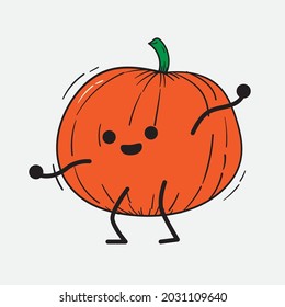Cute Pumpkin Character Vector Illustration on isolated background