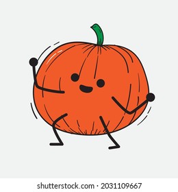 Cute Pumpkin Character Vector Illustration on isolated background