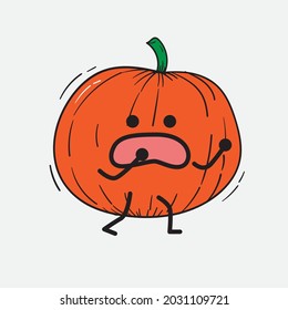 Cute Pumpkin Character Vector Illustration on isolated background