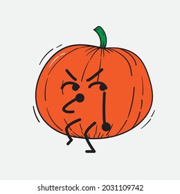 Cute Pumpkin Character Vector Illustration on isolated background