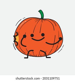 Cute Pumpkin Character Vector Illustration on isolated background