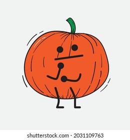 Cute-Kürbis-Zeichen-Vektorgrafik auf isoliertem Hintergrund