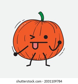 Cute Pumpkin Character Vector Illustration on isolated background