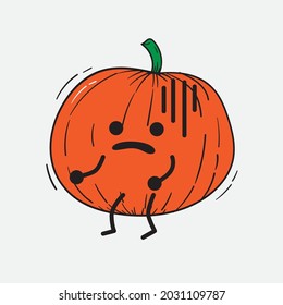 Cute Pumpkin Character Vector Illustration on isolated background