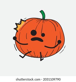 Cute Pumpkin Character Vector Illustration on isolated background