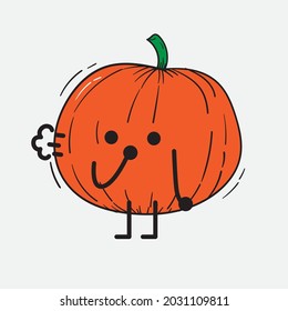 Cute Pumpkin Character Vector Illustration on isolated background