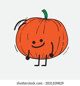 Cute Pumpkin Character Vector Illustration on isolated background