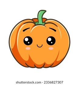 Cute pumpkin character. Vector illustration isolated on white background