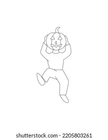 Cute pumpkin character vector isolated on white. Halloween character vector illustration. Happy Halloween. Halloween character vector Perfect for coloring book, textiles, icon, web, painting.