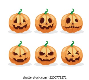 Cute pumpkin character vector set illustration