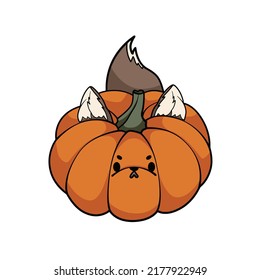 Cute Pumpkin characters. Happy Halloween, trick or treat. Hand drawn vector illustration. Isolated image on a white background. Ideal for cards, poster, prints, anniversary, invitation