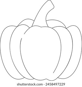 Cute Pumpkin With coloring book pages picture, Pumpkin line art, Pumpkin outline drawing vector illustration, Pumpkin vector