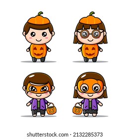 Cute Pumpkin Costume Halloween Characters Bundle