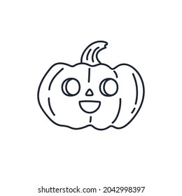 Cute pumpkin doodle. Vector illustration. Happy Halloween.
