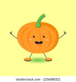 cute pumpkin emoji vector design in orange color